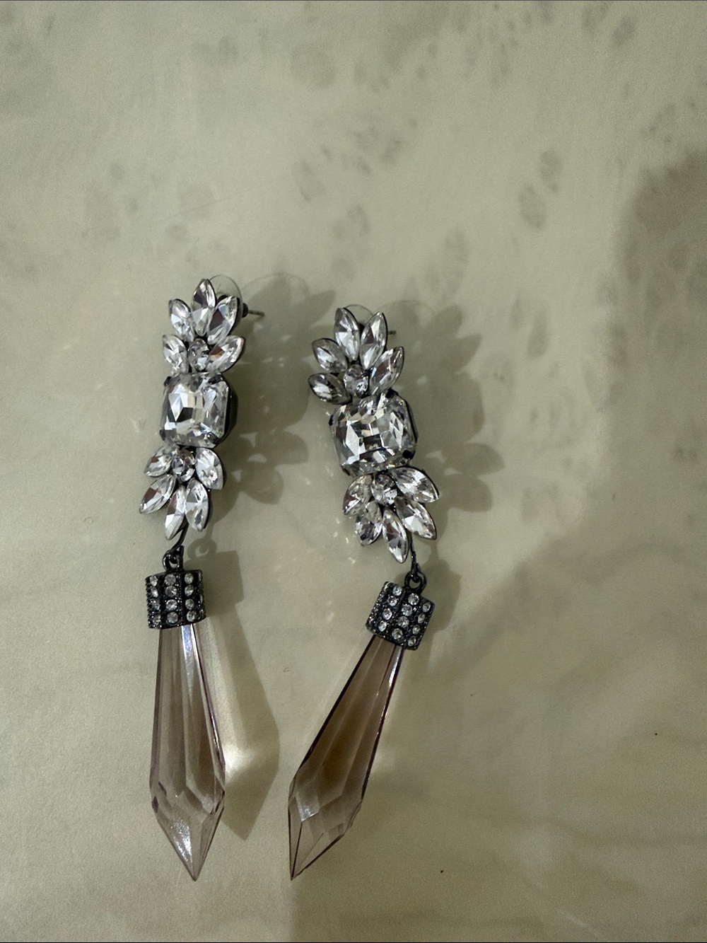 Juicy Couture Clear and Smoke Crystal Drop Earrings